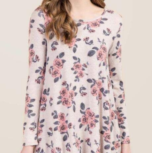Pink floral long sleeve dress - Picture 1 of 4